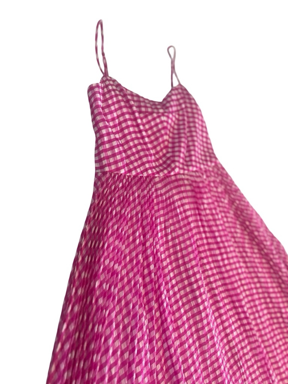 J. Crew Pink Gingham Midi Dress Sz 8 Barbie Graduation Party Shower Flowy